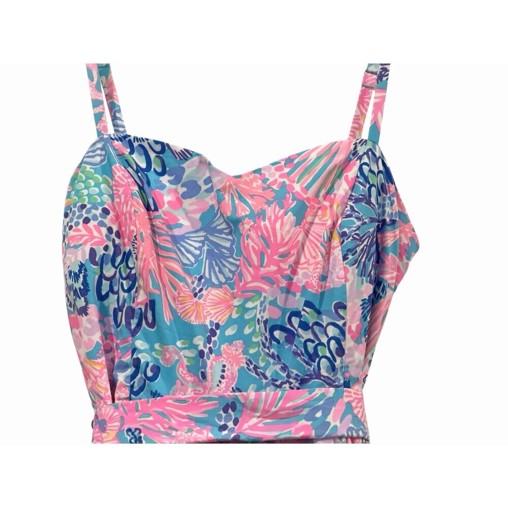Lilly Pulitzer Edith Midi Dress Sz 2 Splendor in the Sand Colorful Floral Vaca - Picture 3 of 16